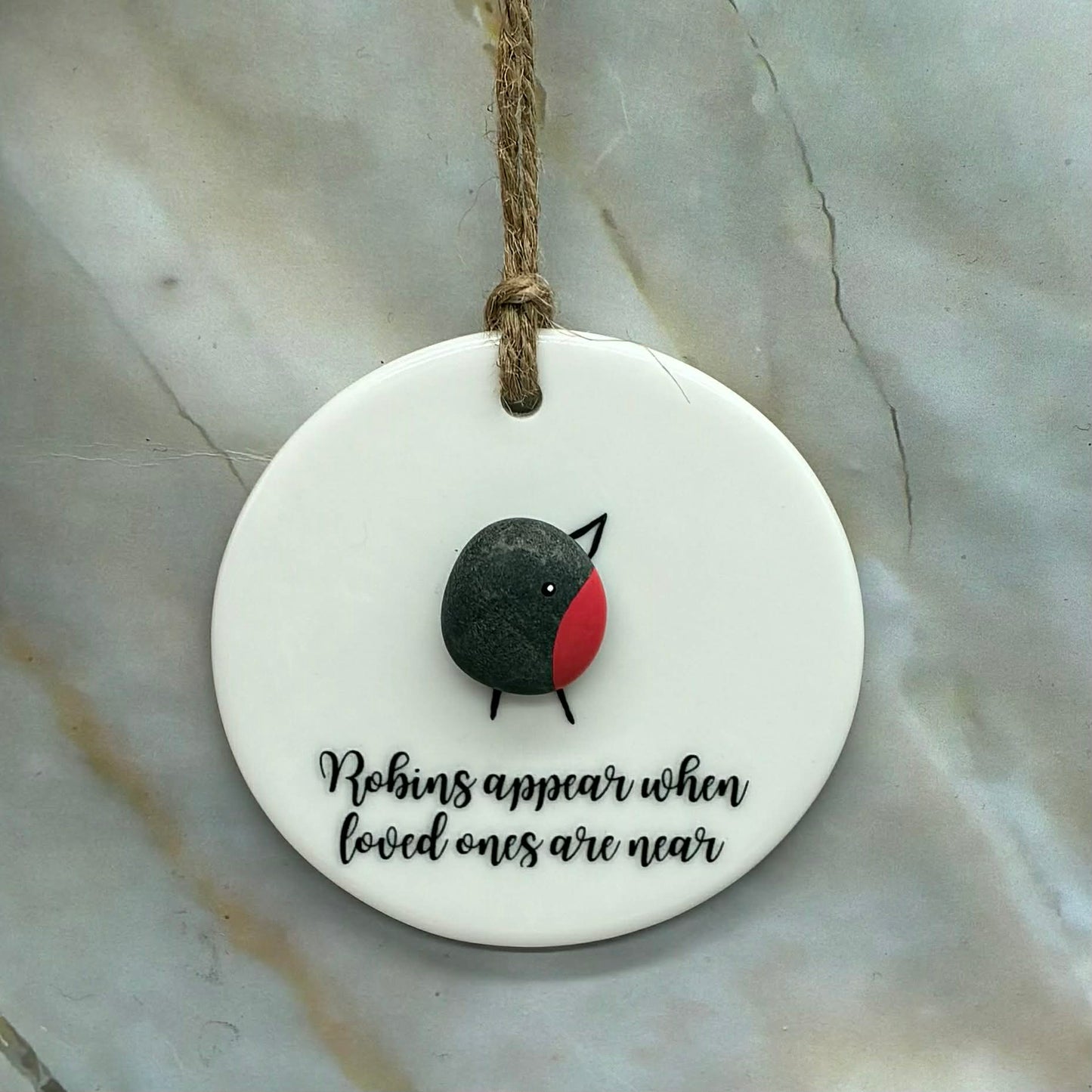 Hanging Pebble Decoration | Robins Appear...