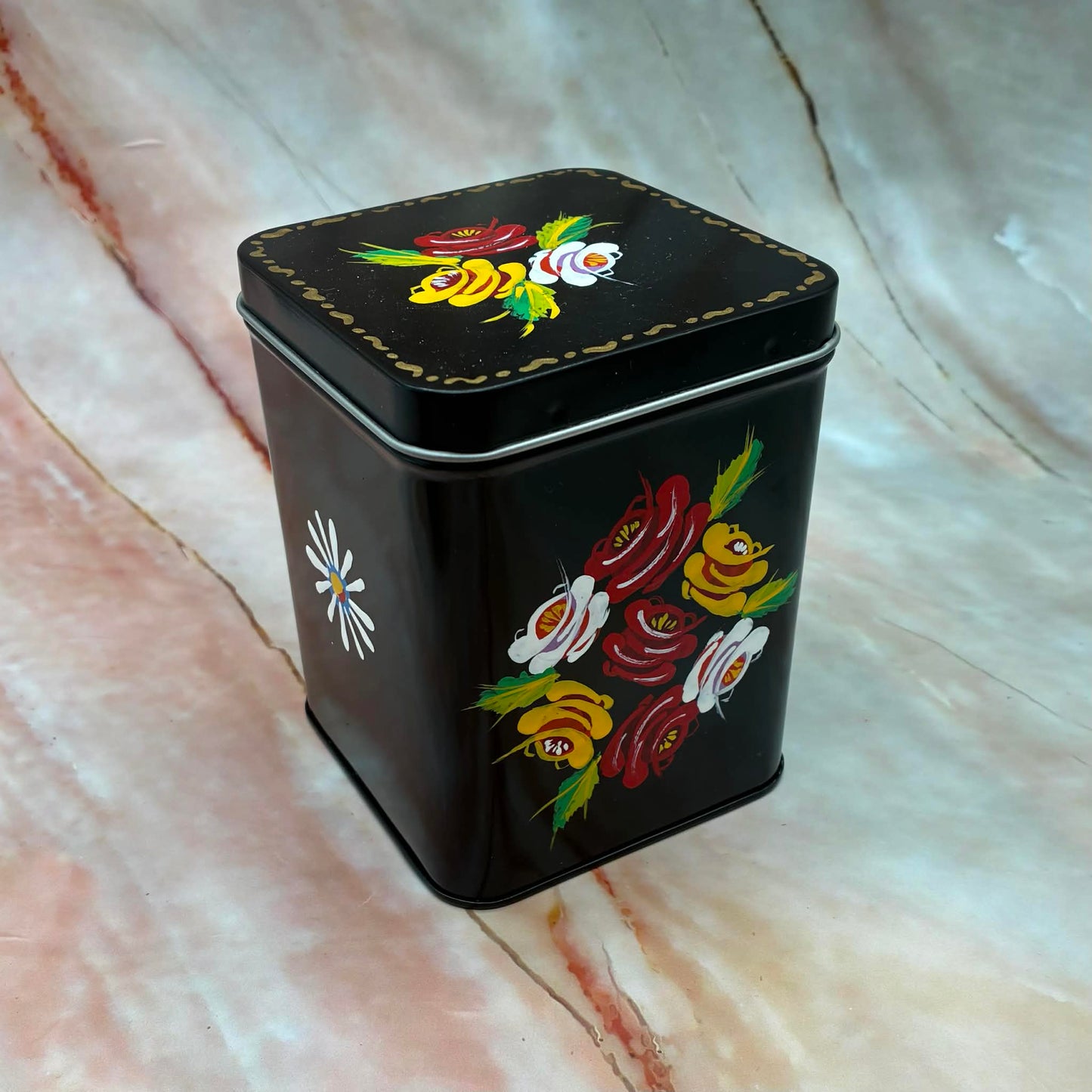 Hand Painted Tea Caddies | Tin & Enamel | 2 Sizes