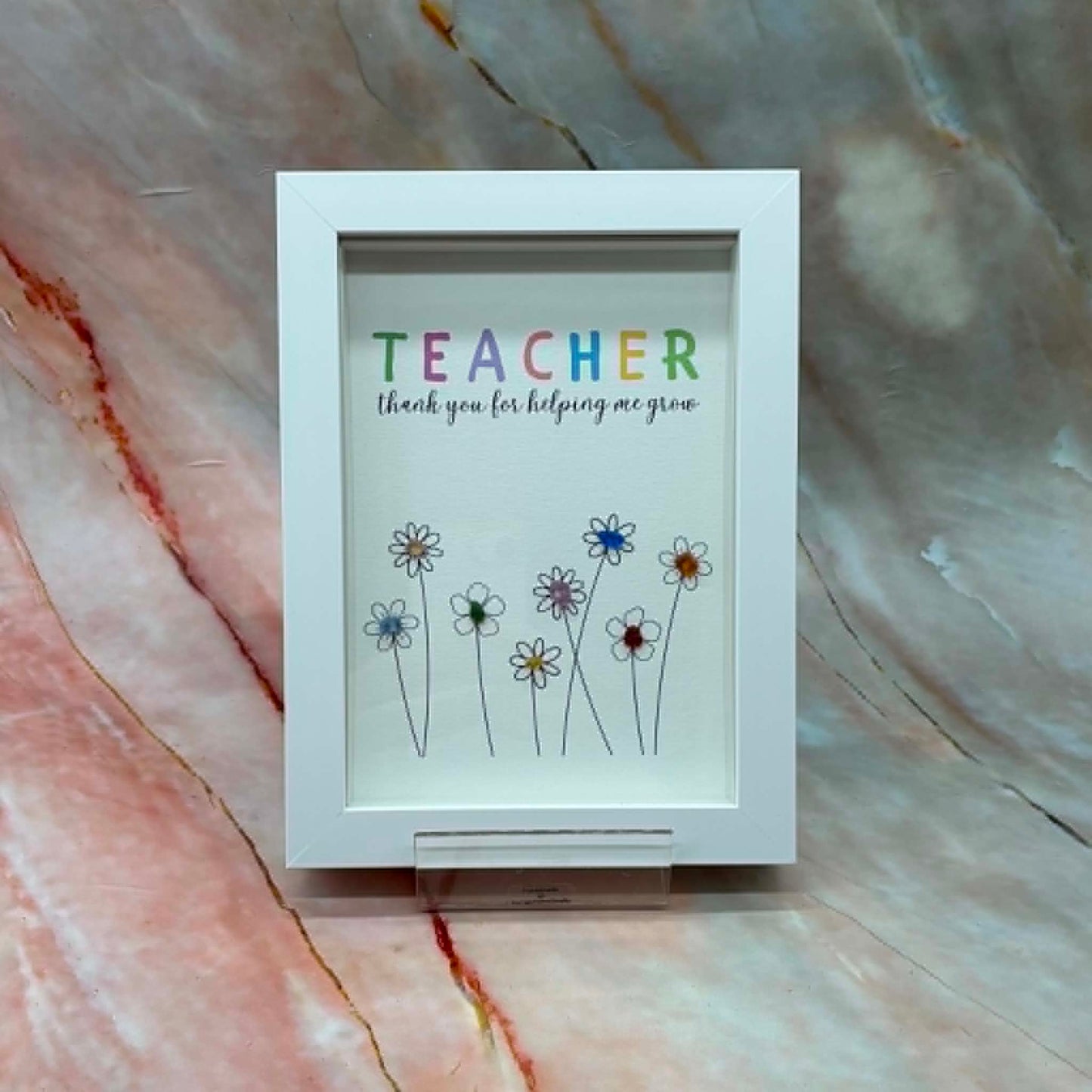Handmade Framed Pebble Art | Thank You Teacher | 2 Designs