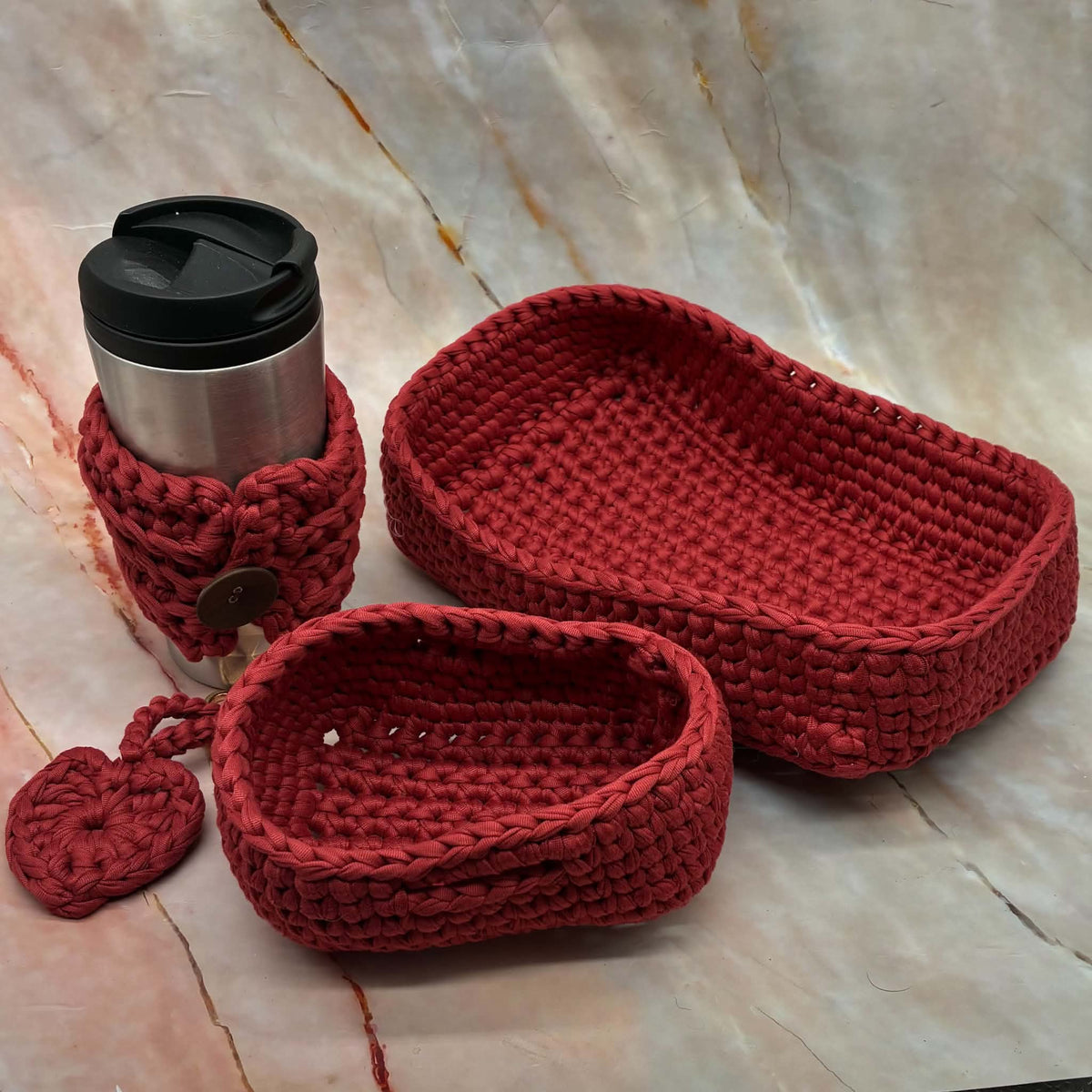 Handmade 4 Piece Desk Set | Crochet