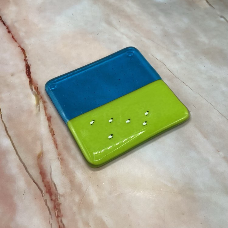 Fields of Sheep | Fused Glass | Coasters