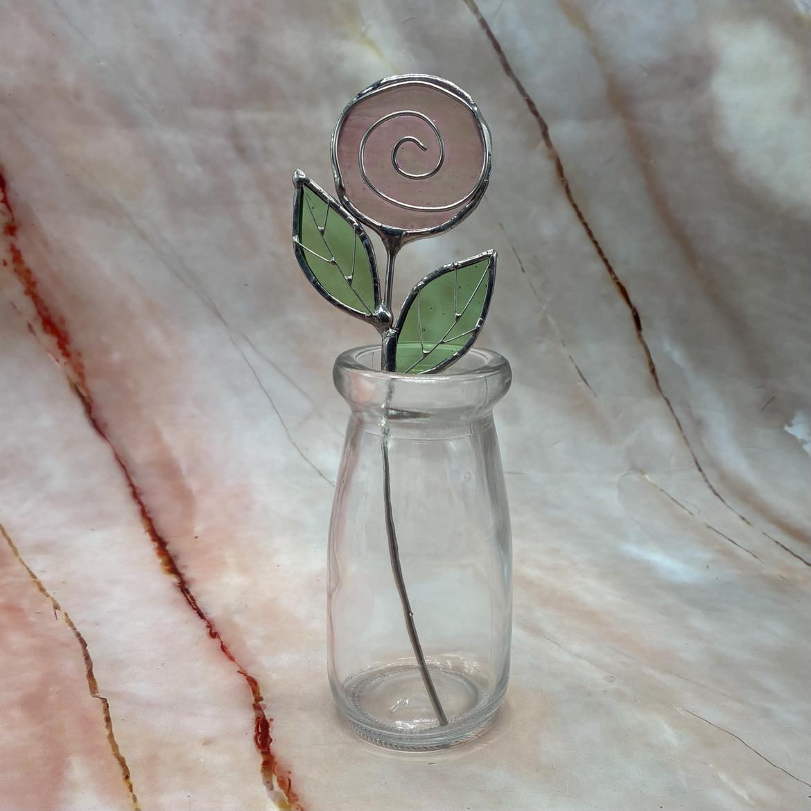 Single Rose in a Jar | Tiffany Stained Glass | Various Colours
