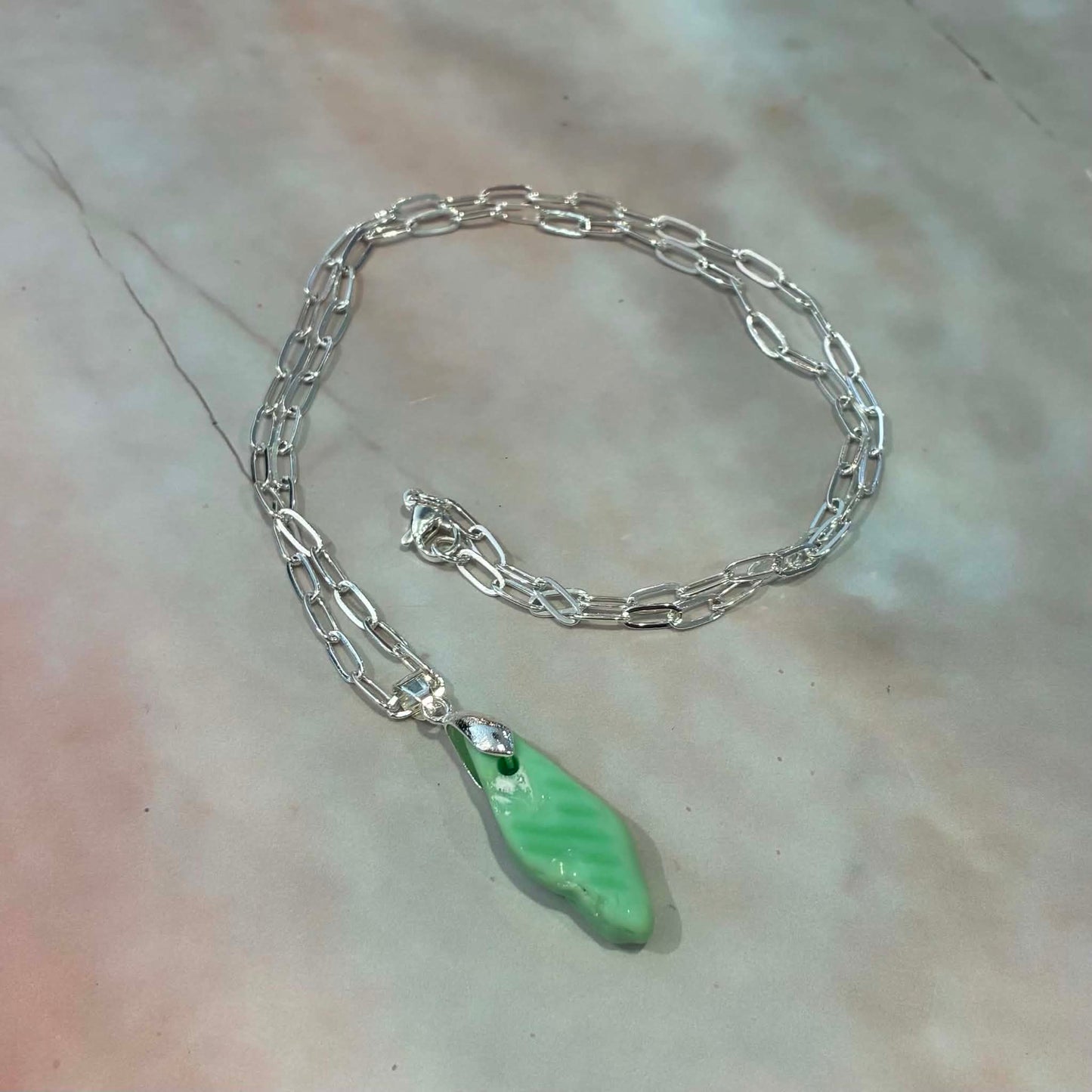 Sea Pottery Necklace | Silver Plated Chain