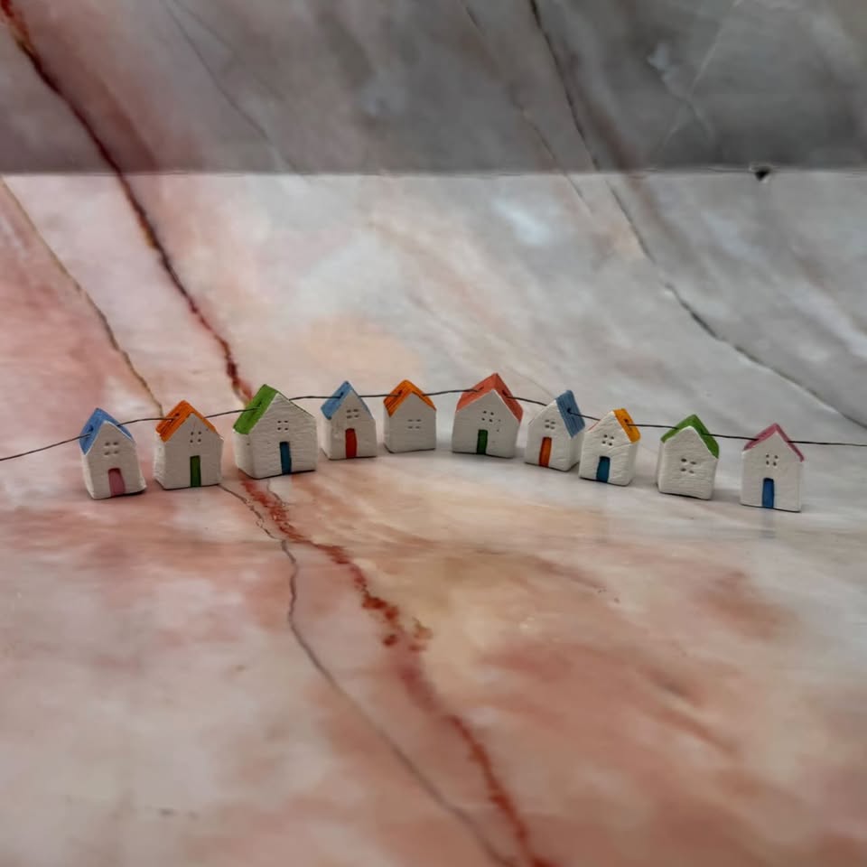 Ceramic House Garland | Hand Painted