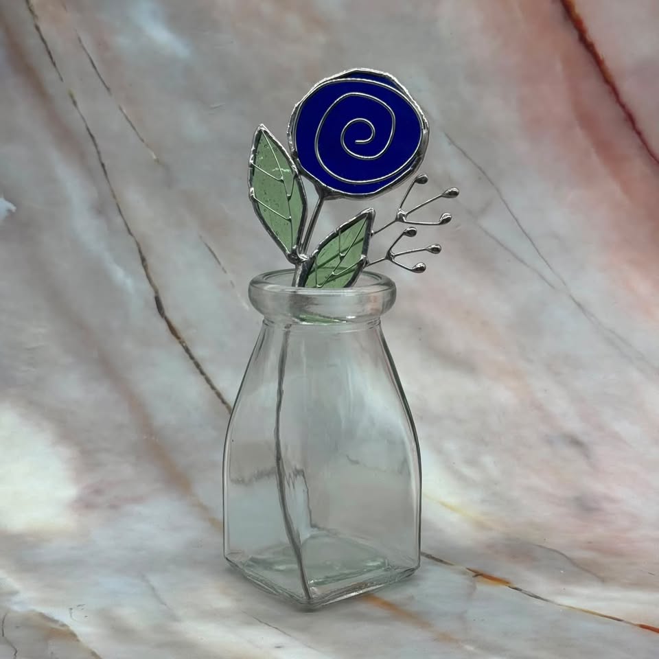 Single Rose in a Jar | Tiffany Stained Glass | Various Colours