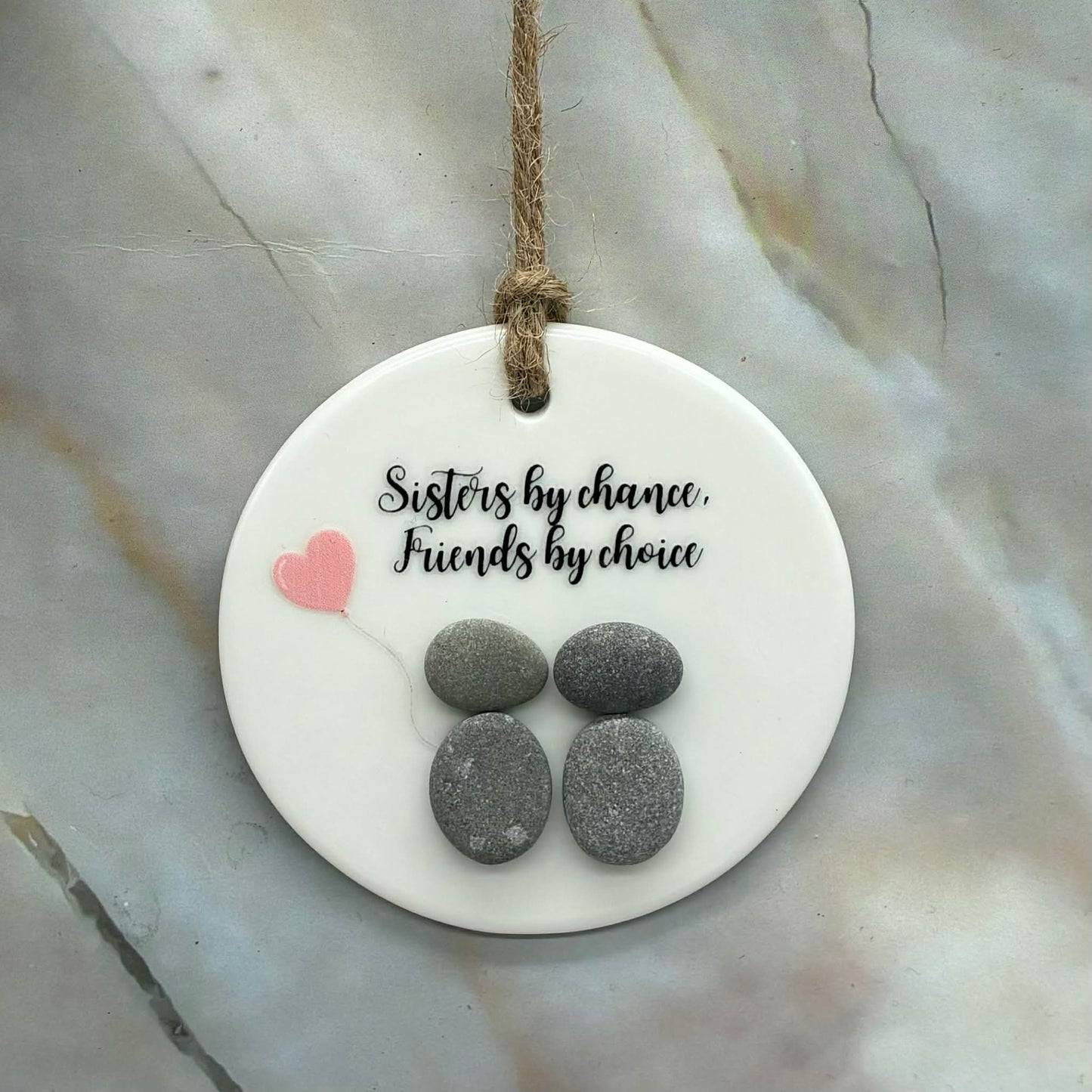 Hanging Pebble Decoration | Sisters by Chance...