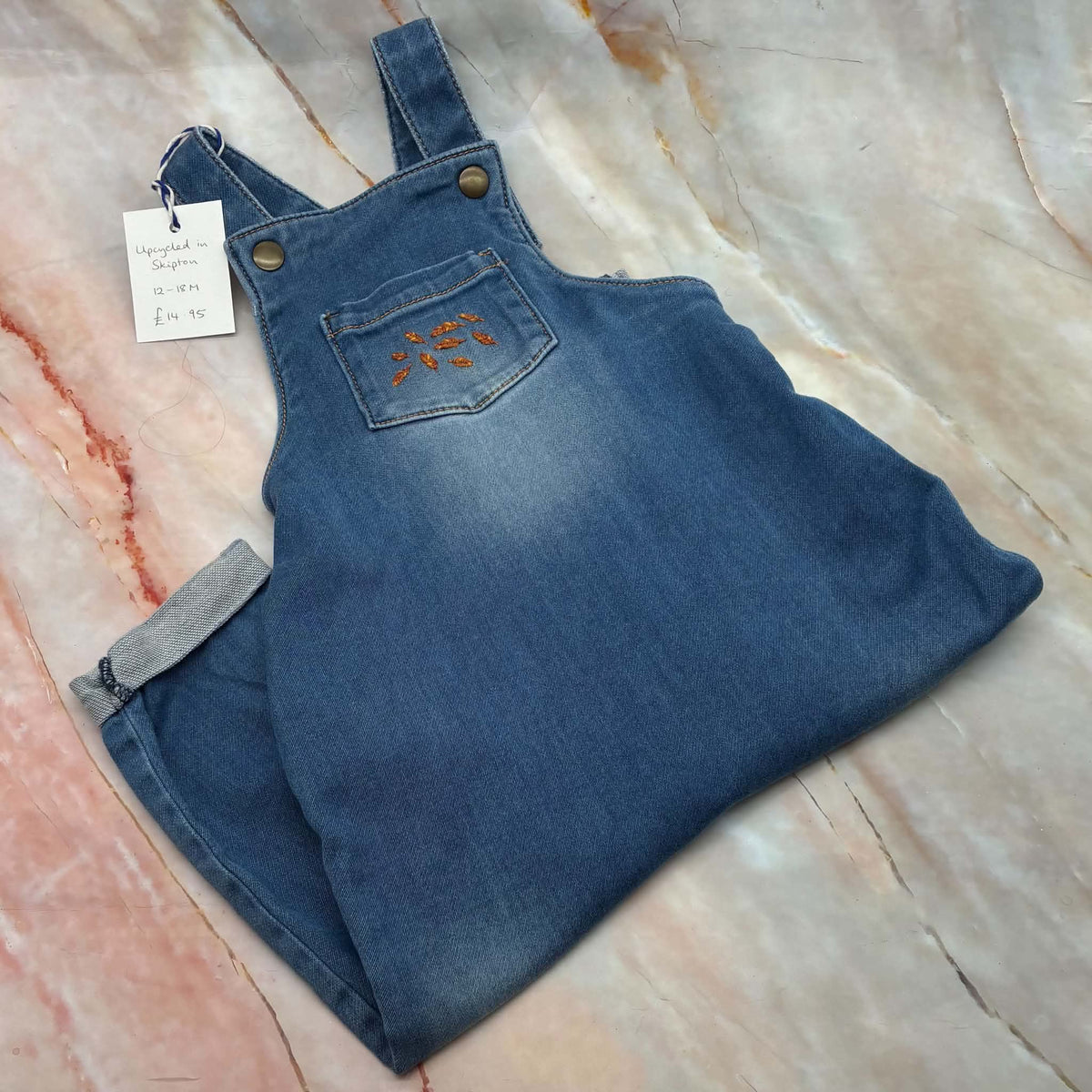 Upcycled Denim Dungarees | Hand Embroidery