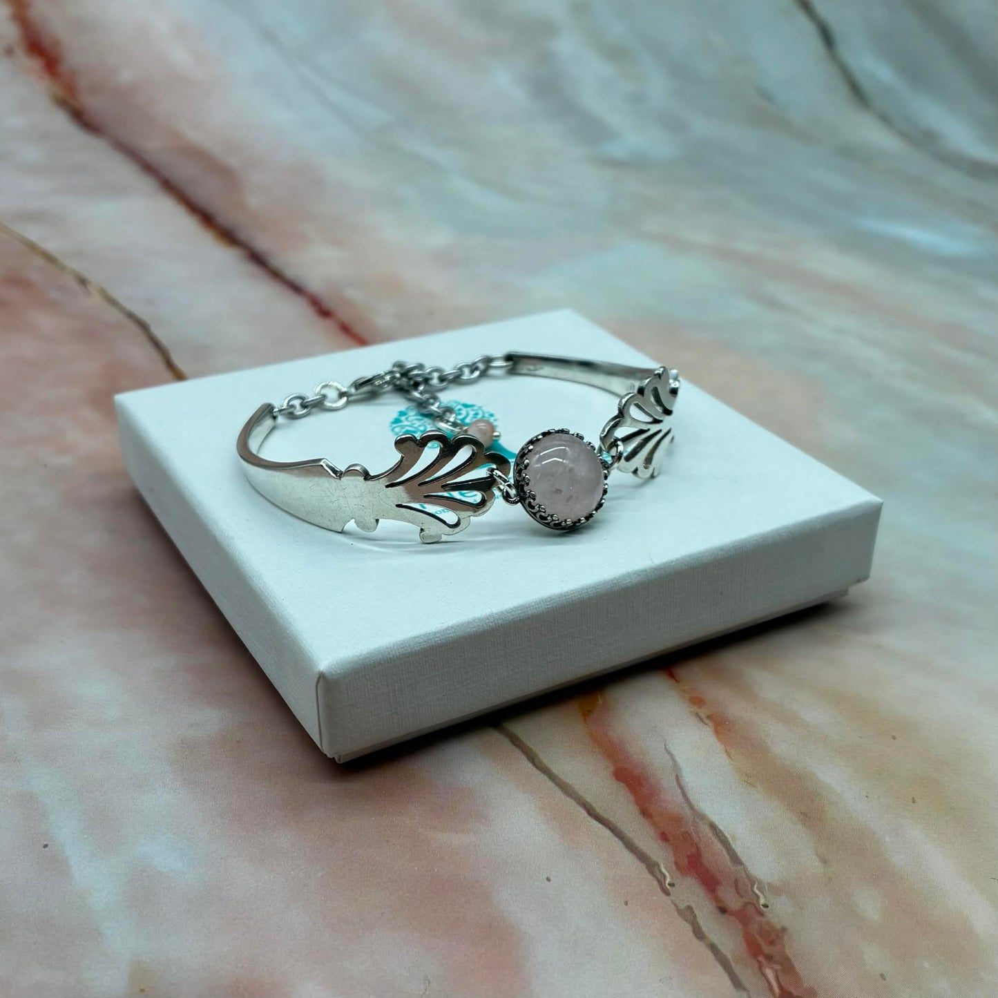 Adjustable Vintage Spoon Bracelets with Crystal Charms | Sterling Silver & Silver Plated | Various Designs