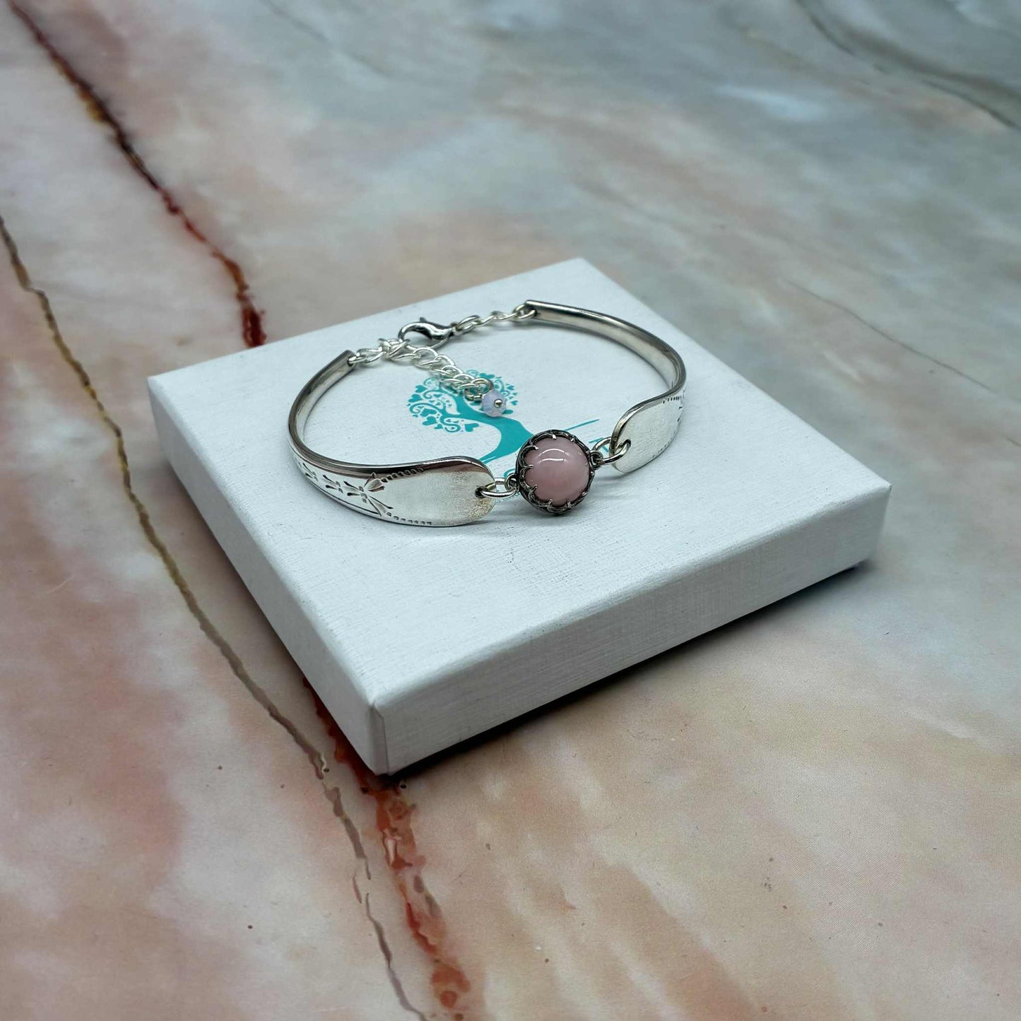 Adjustable Vintage Spoon Bracelets with Crystal Charms | Sterling Silver & Silver Plated | Various Designs