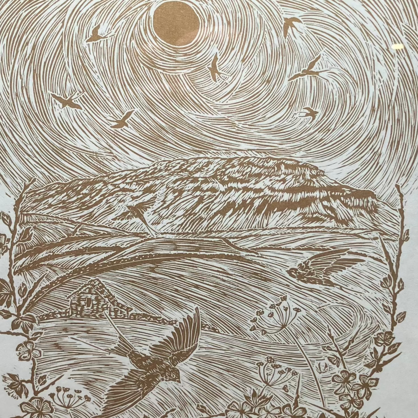 Flight of Swallows | Limited Edition Framed Lino print