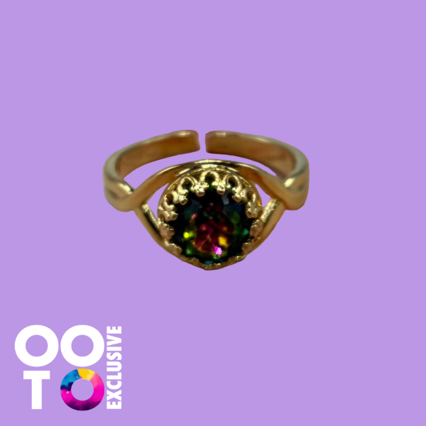 24 Carat Gold Plated Adjustable Crystal Rings