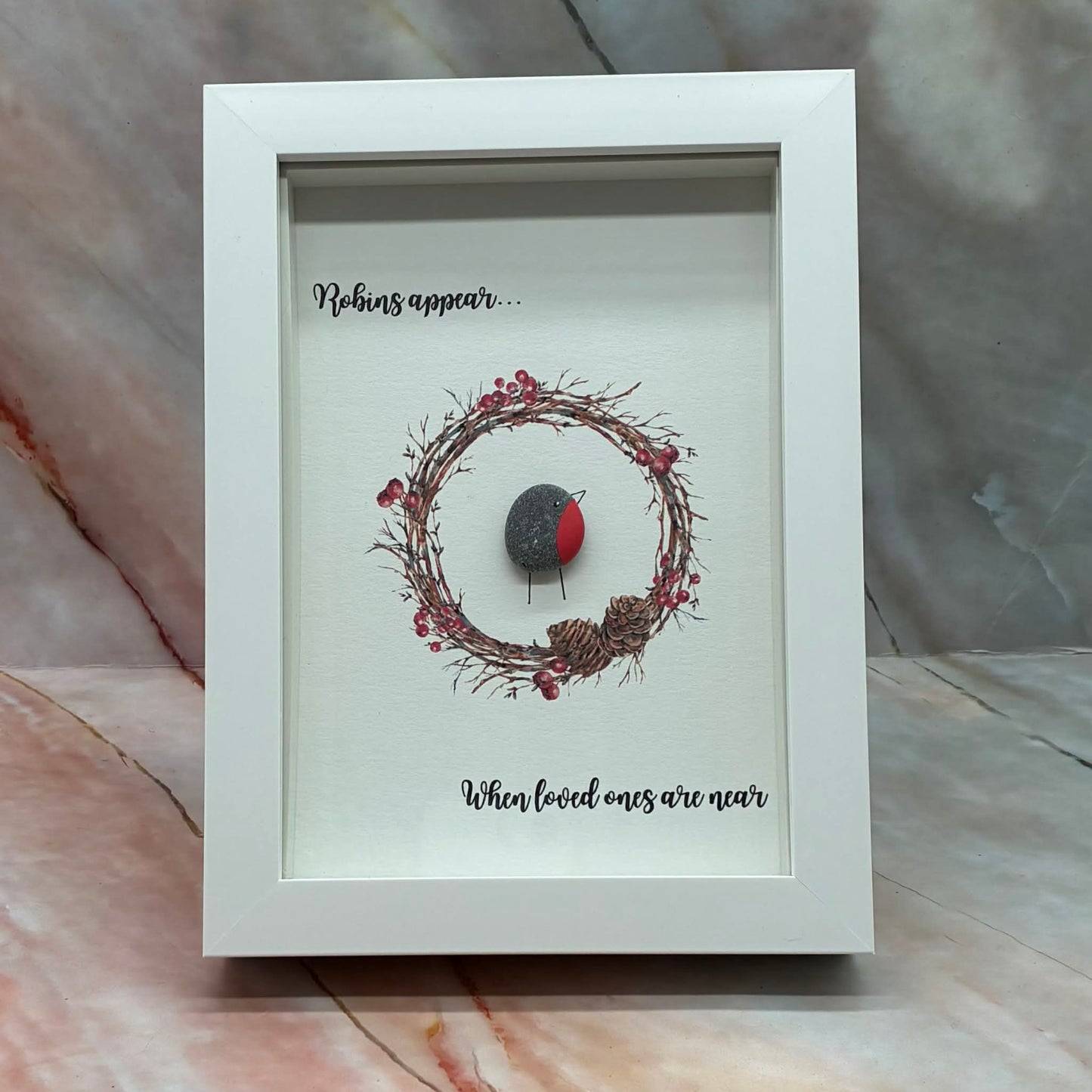 Handmade Framed Pebble Art | Robin | 2 Designs