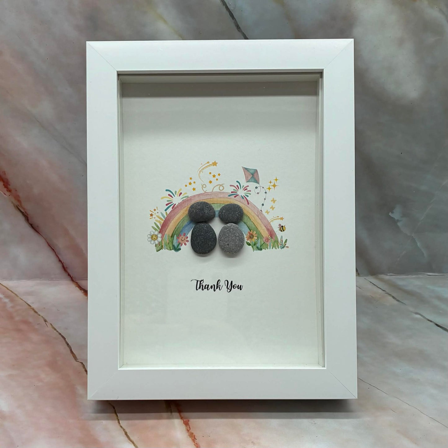 Handmade Framed Pebble Art | Thank You