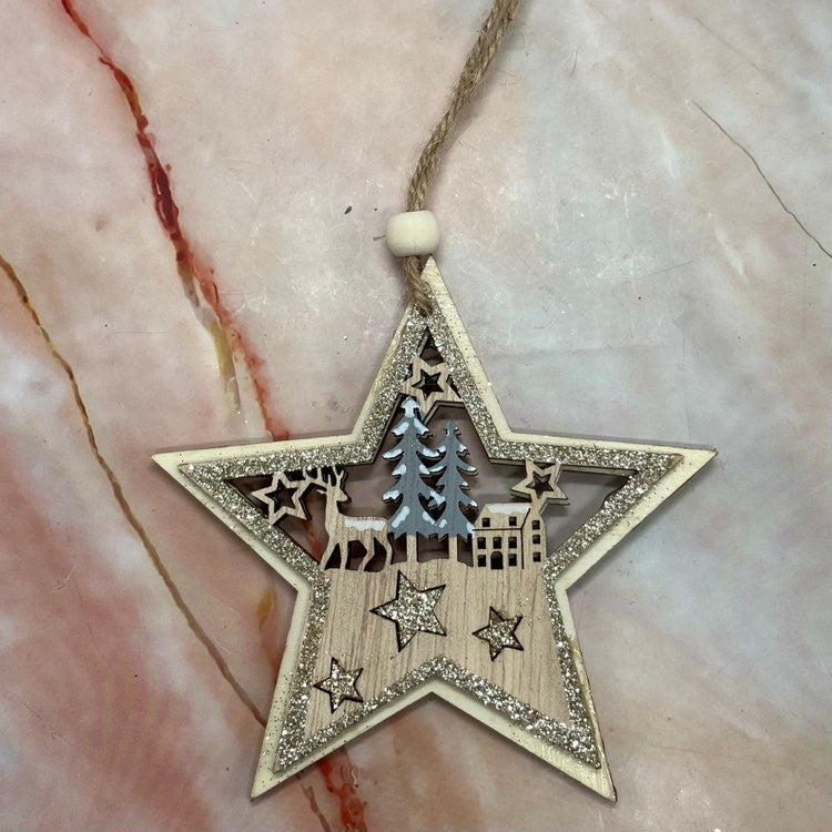 Wooden Cut Out Christmas Tree Decorations