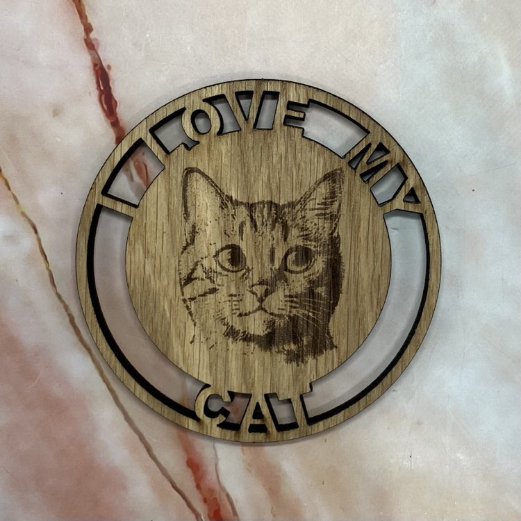 Wooden Cat Coasters | Laser Etched Wood | Two Designs