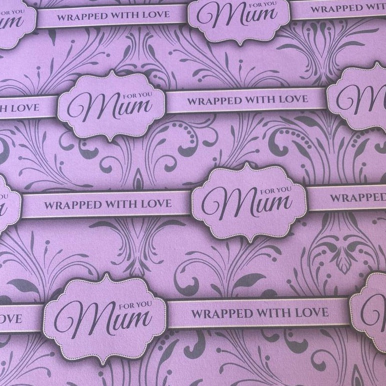 Mum Gift wrapping paper x 1 sheet with 2 matching tags pink vintage birthday - Out of the ORDinary Online