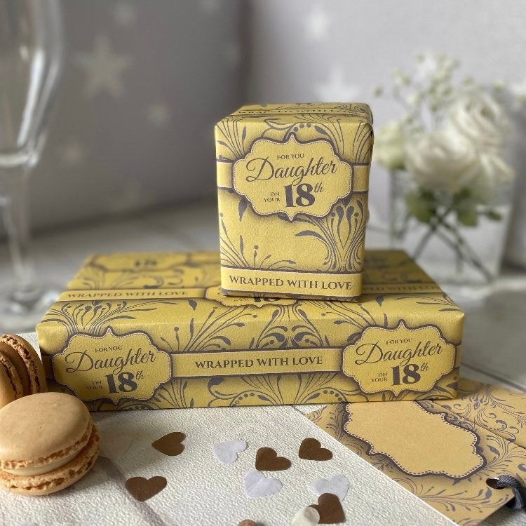 Daughter 18th | Gift Wrapping Paper | 500mm x 700mm | Matching Tag