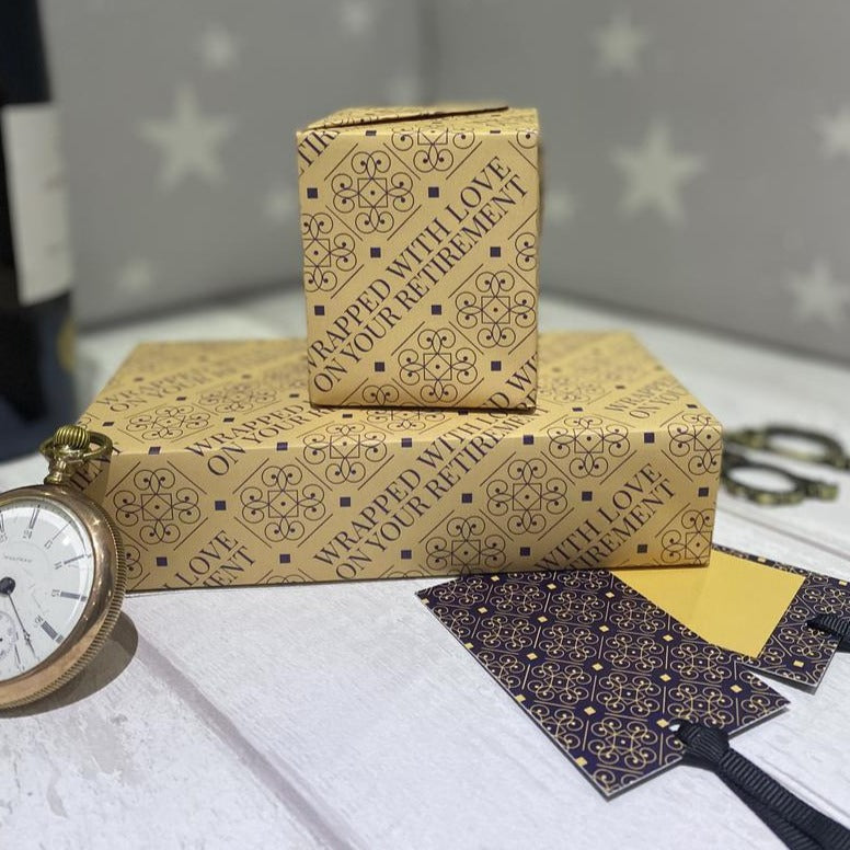Retirement Men Gift Wrapping paper 500 x 700 sheet & 2 tags - Out of the ORDinary Online