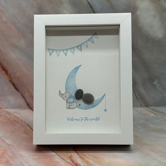 Handmade Framed Pebble Art | New Baby