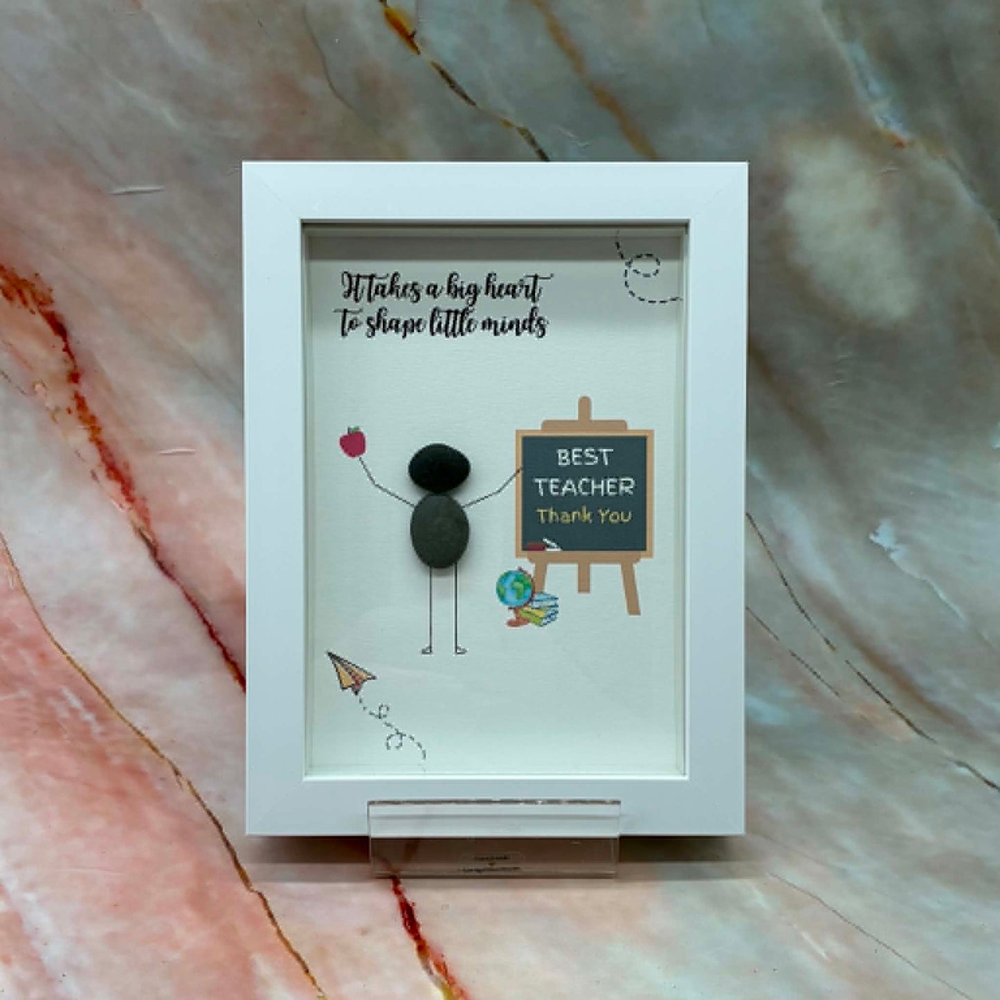 Handmade Framed Pebble Art | Thank You Teacher | 2 Designs