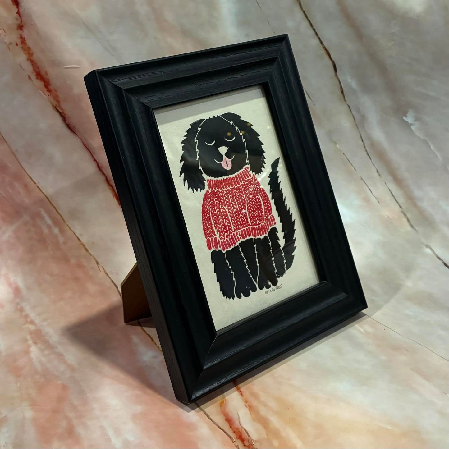Dog Lino Print | 6 x 8 inch Frame