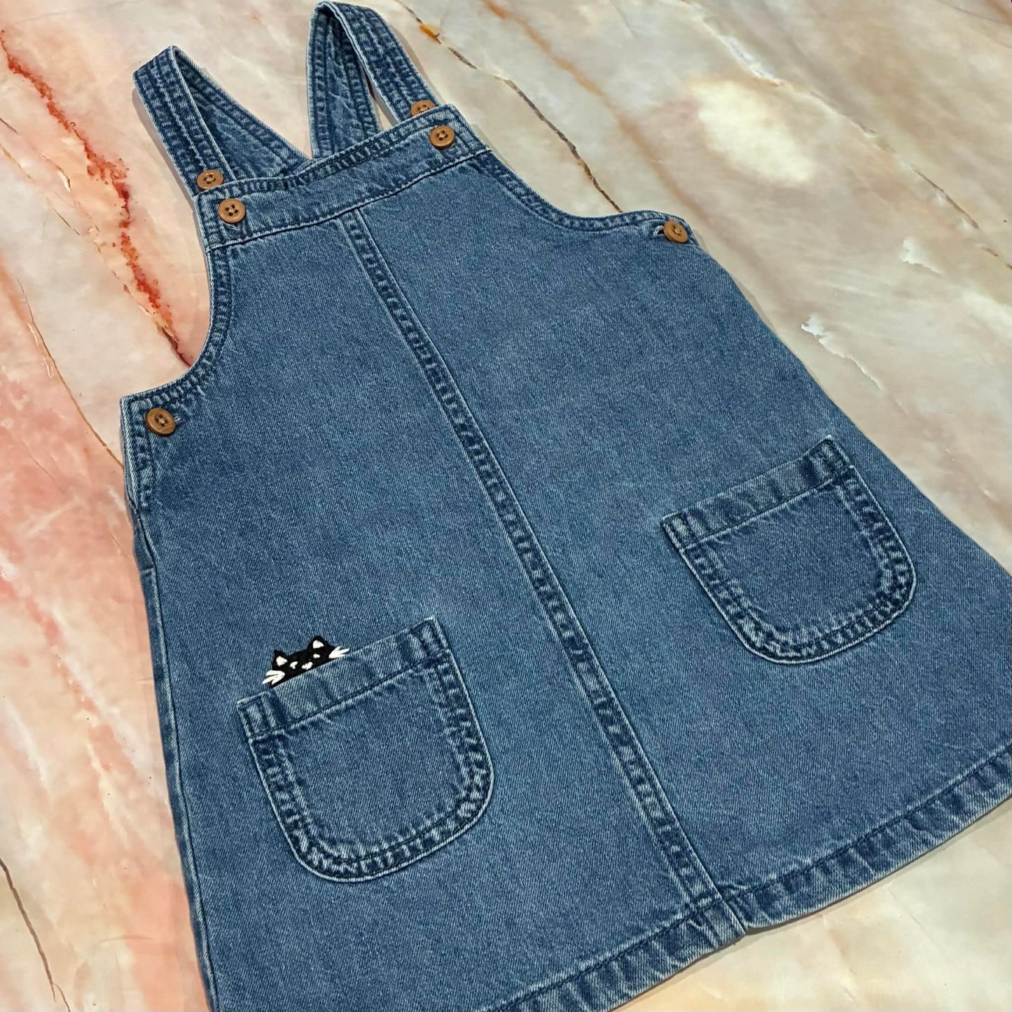 Upcycled Denim Dress | 18-24 mths | Hand Embroidery