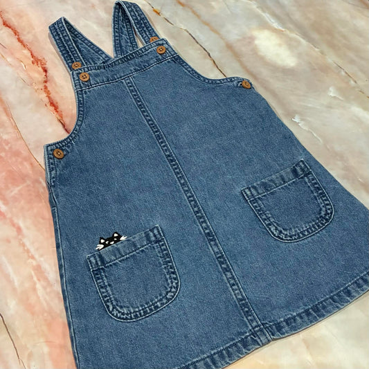 Upcycled Denim Dress | 18-24 mths | Hand Embroidery