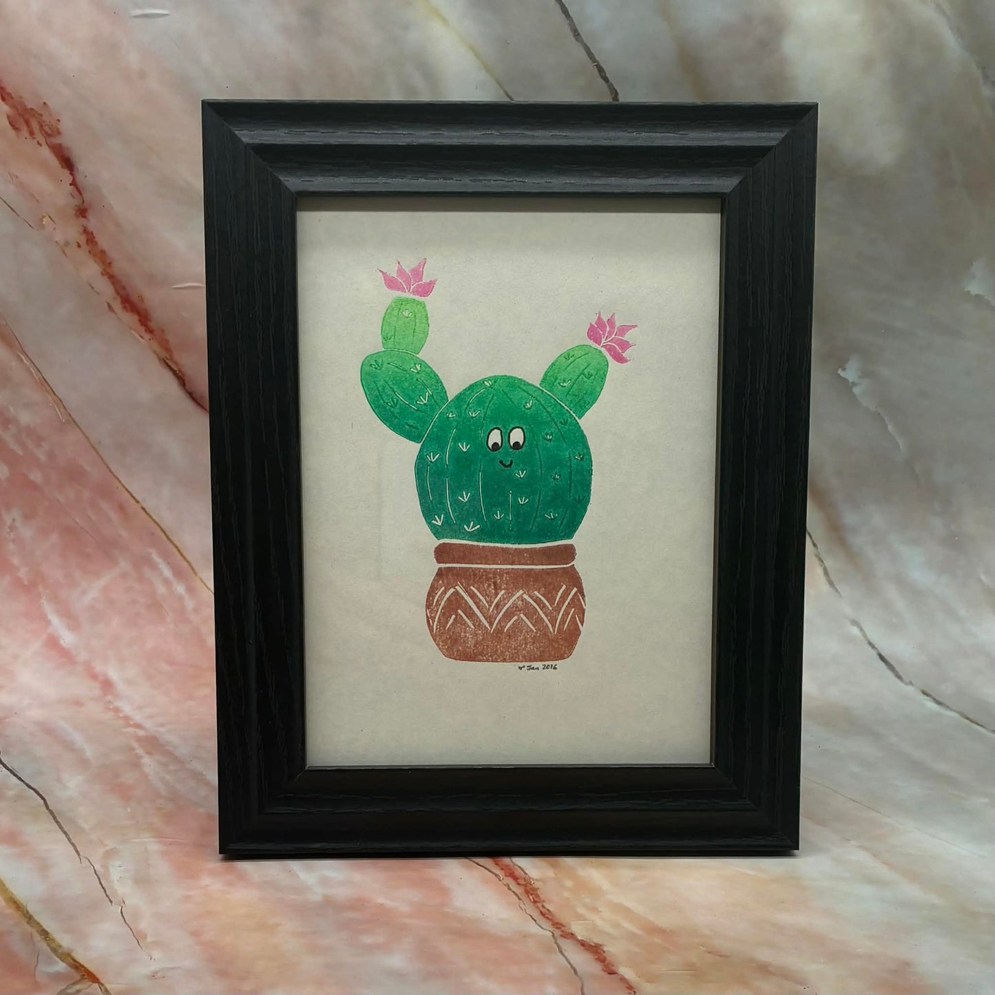 Cactus Lino Print | 8 x 10 inch Frame