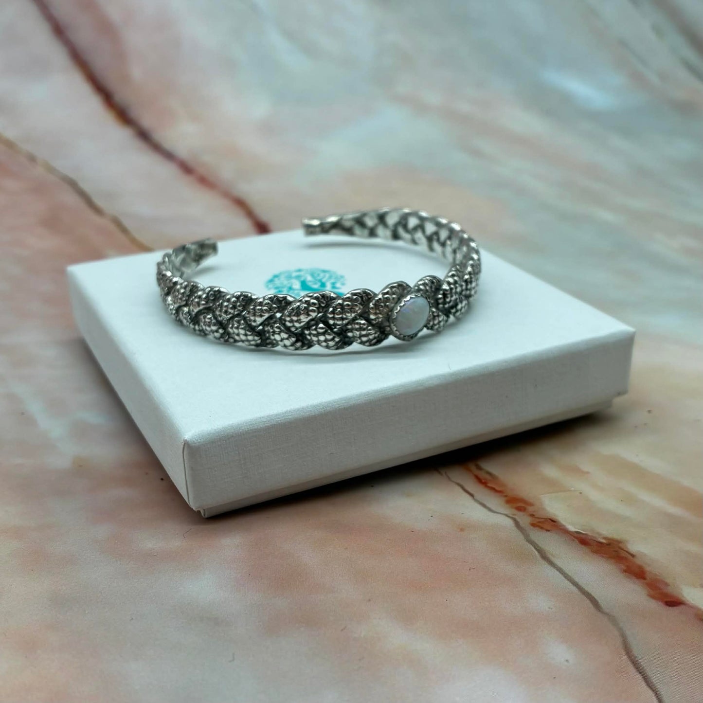 Silver Sugar Tong Bangle | Opal