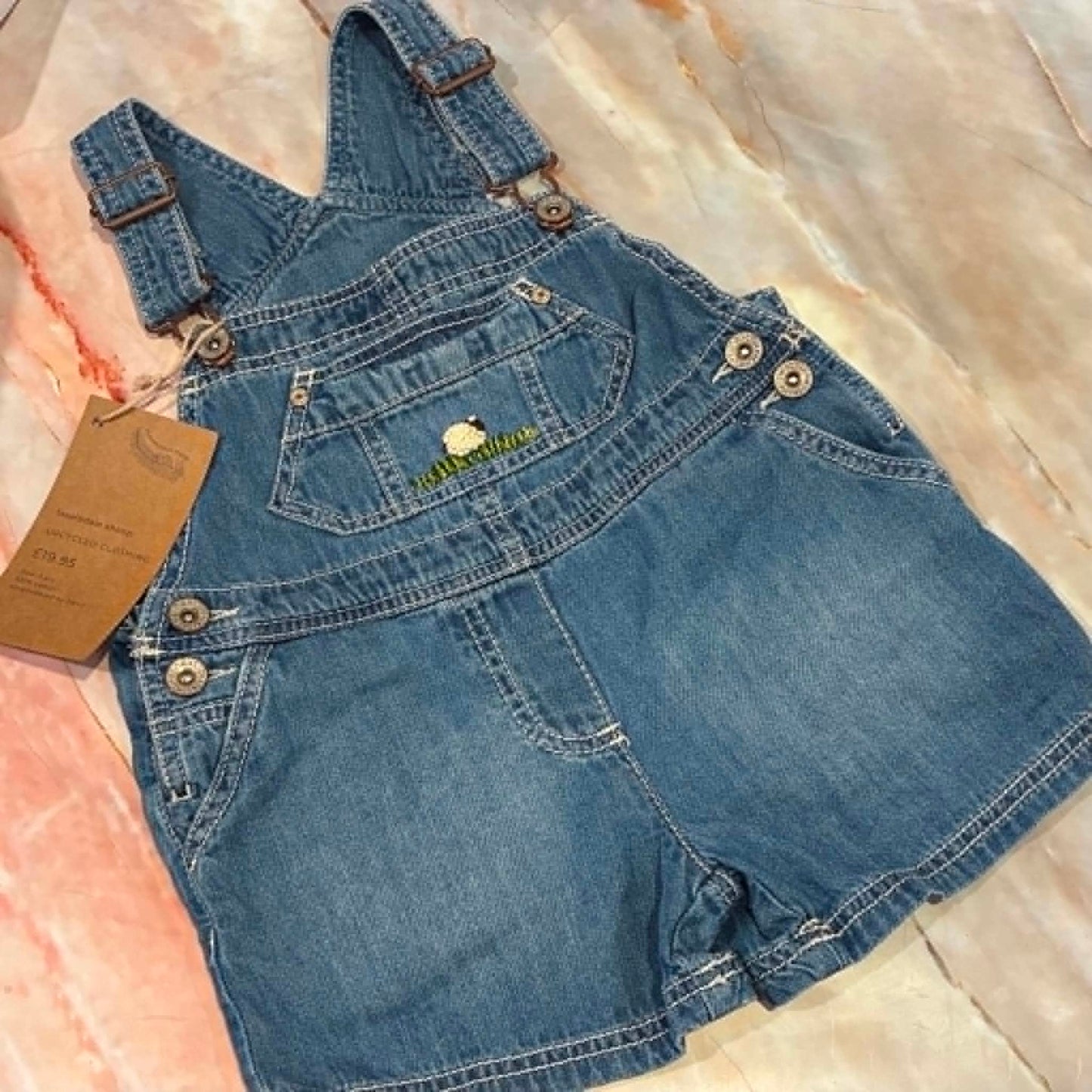 Upcycled Denim Dungarees |  Hand Embroidery