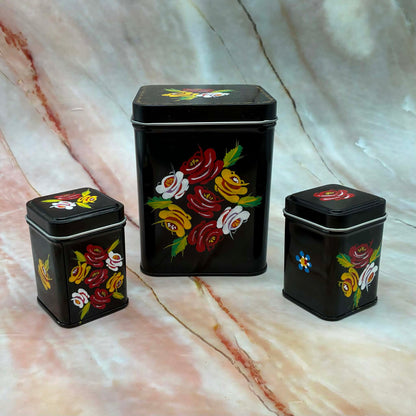 Hand Painted Tea Caddies | Tin & Enamel | 2 Sizes