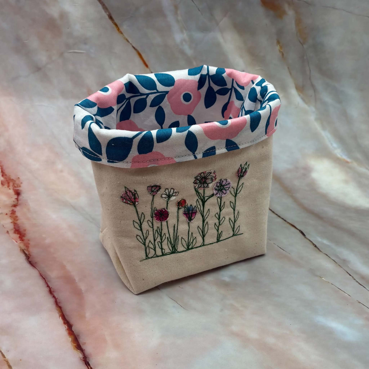 Small Fabric Pots | Lined | Fully Reversible | Various Designs