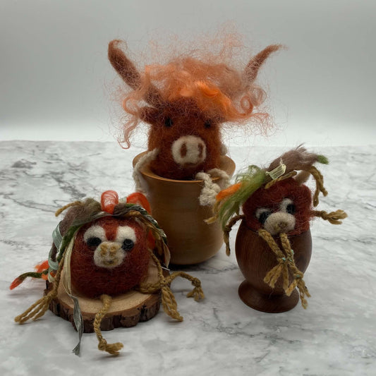 Needle Felted Highland Cows | Freestanding Decoration | Various Designs