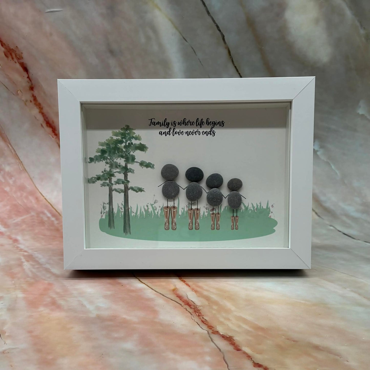 Handmade Framed Pebble Art | Family | Various Designs
