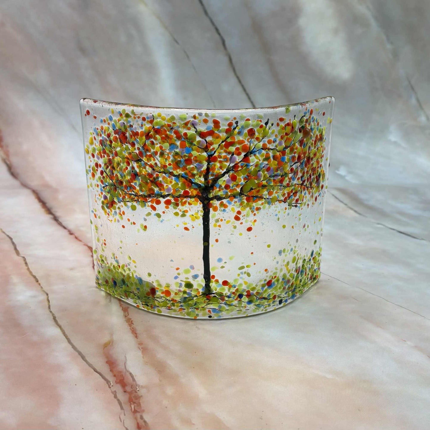 Trees of the Season | Fused Glass | Freestanding Curve