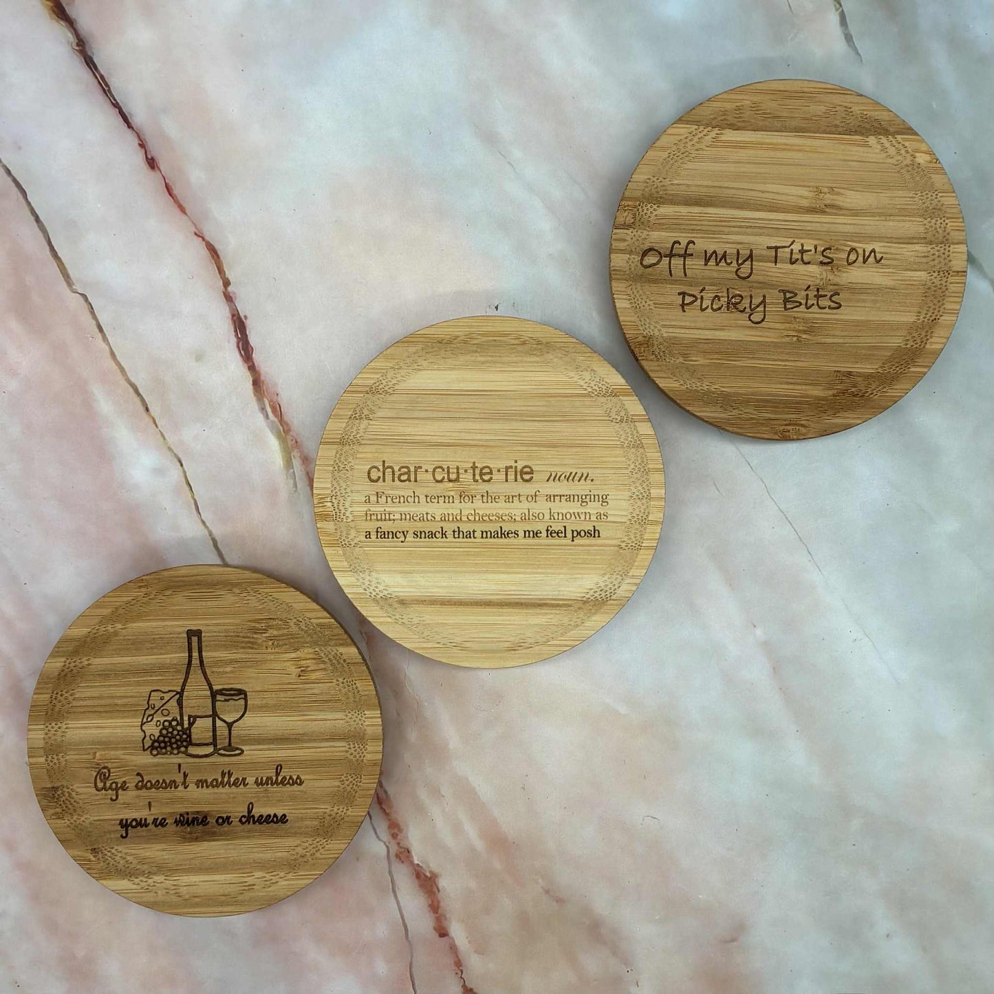 Wooden Charcuterie Wine Topper | Laser Etched | 3 Designs