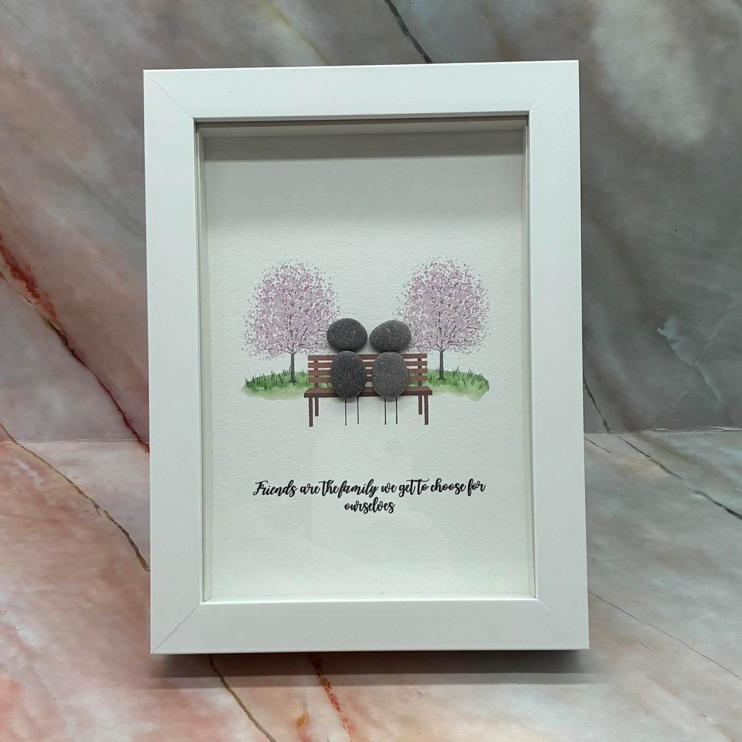 Handmade Framed Pebble Art | Friends Are The Family...