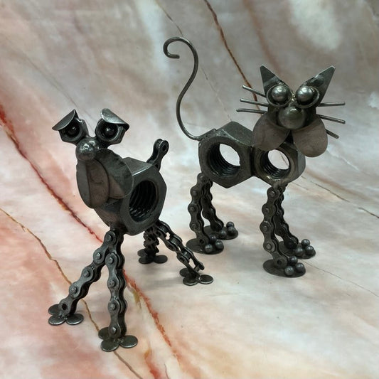 Recycled Bike Chain Animal Sculptures | Choose from Dog, Cat or Mouse!