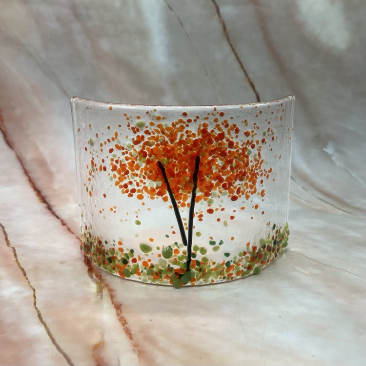 Trees of the Season | Fused Glass | Freestanding Curve
