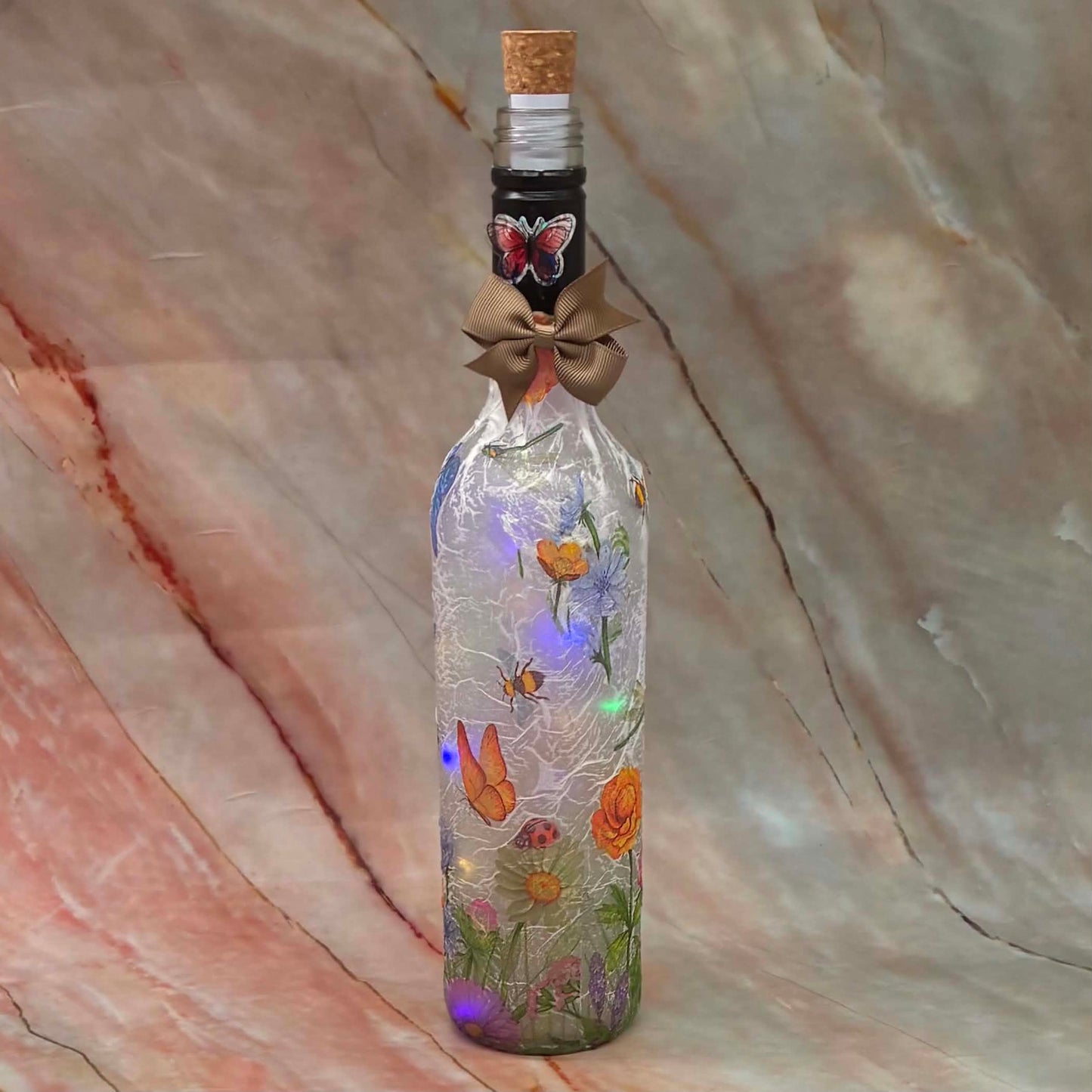 Light Up Bottles | Decoupage | Rechargeable | Various Designs