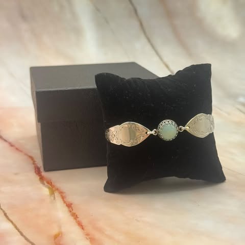 Adjustable Vintage Spoon Bracelets with Crystal Charms | Sterling Silver & Silver Plated | Various Designs