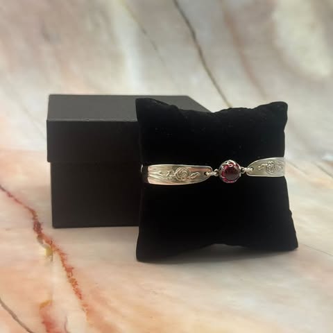 Adjustable Vintage Spoon Bracelets with Crystal Charms | Sterling Silver & Silver Plated | Various Designs