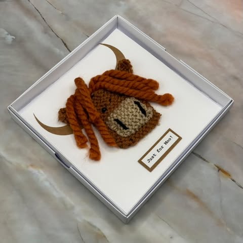 Handmade Knitted Highland Cow Cards | Boxed