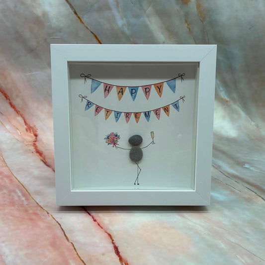 Handmade Framed Pebble Art | Happy Retirement