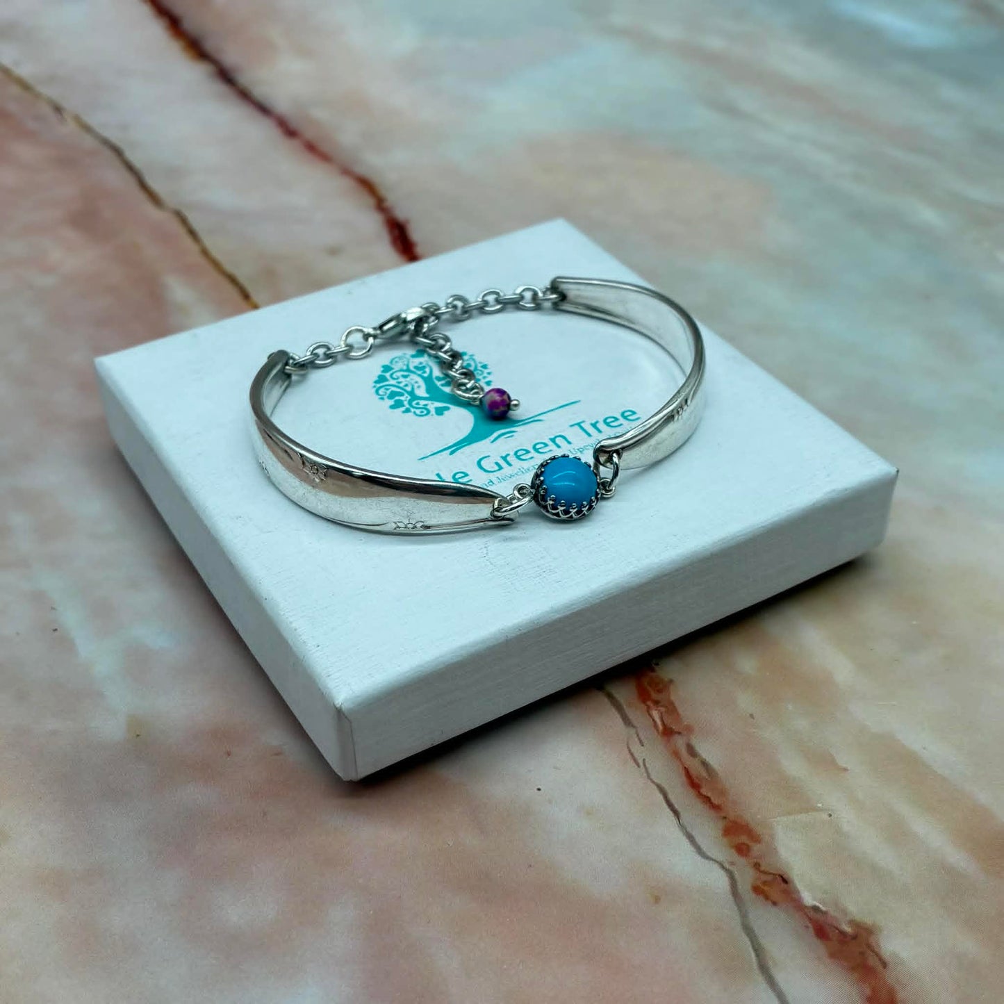 Adjustable Vintage Spoon Bracelets with Crystal Charms | Sterling Silver & Silver Plated | Various Designs