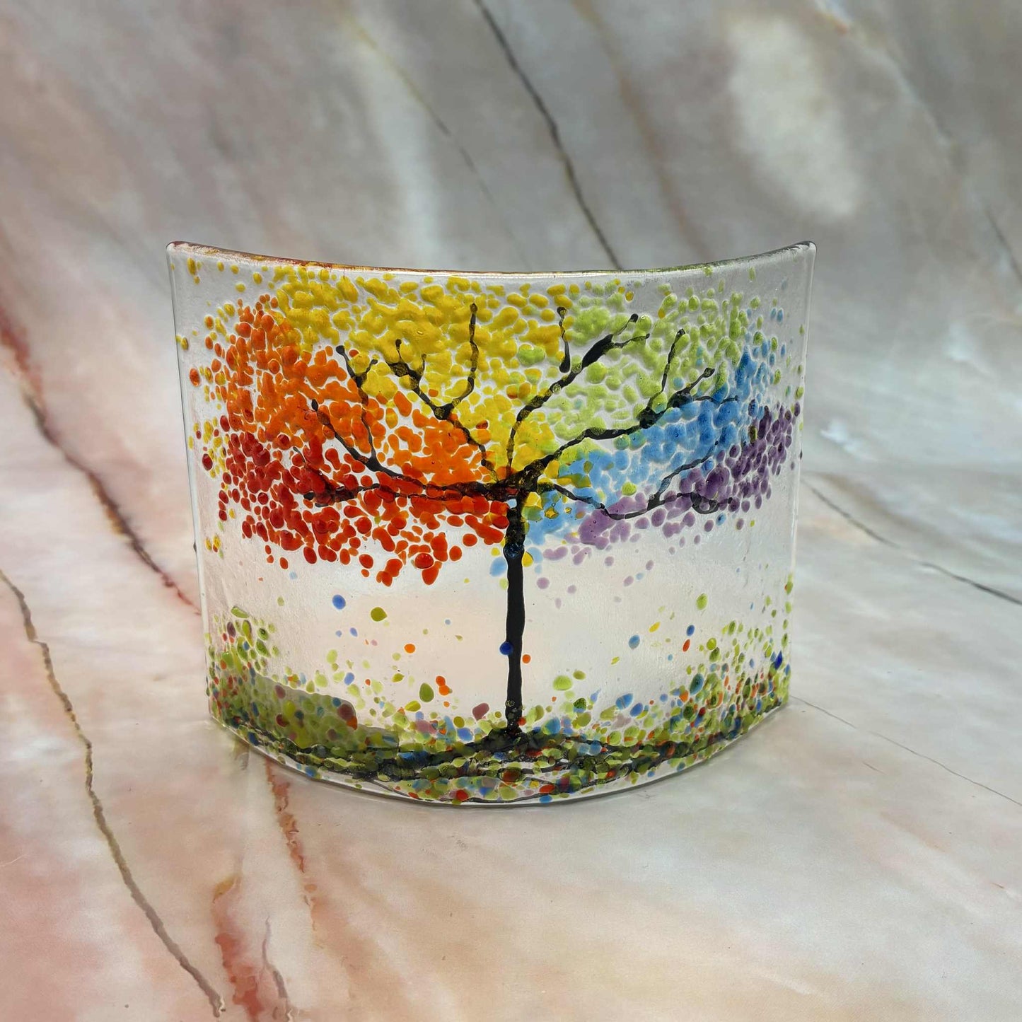 Trees of the Season | Fused Glass | Freestanding Curve