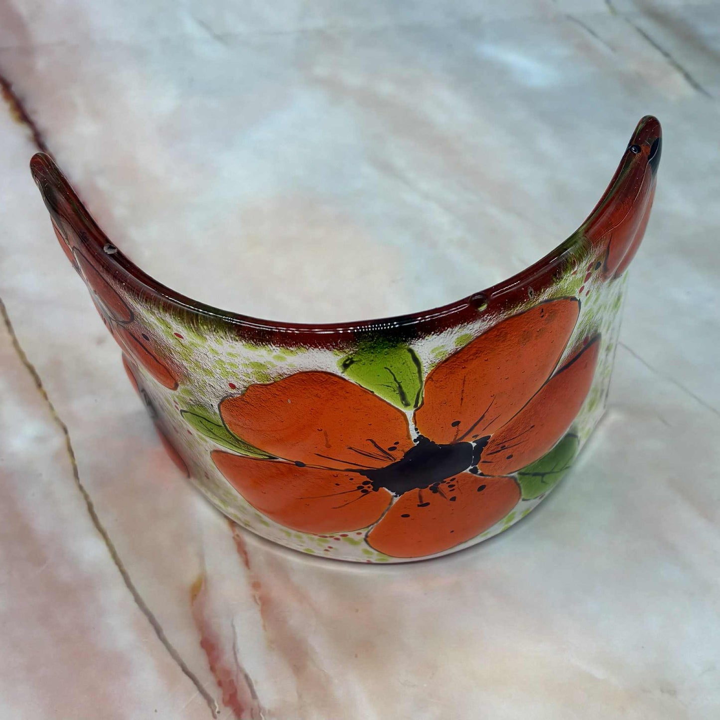 Poppy Field | Fused Glass | Freestanding Curve