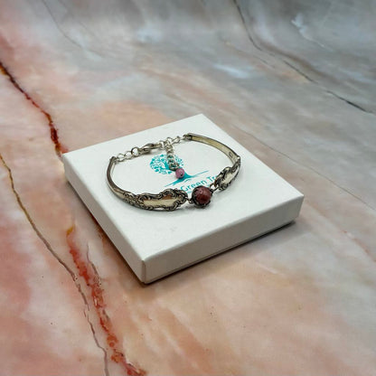 Adjustable Vintage Spoon Bracelets with Crystal Charms | Sterling Silver & Silver Plated | Various Designs