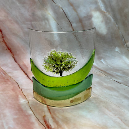 Countryside Curve | Tree in Valley | Fused Glass