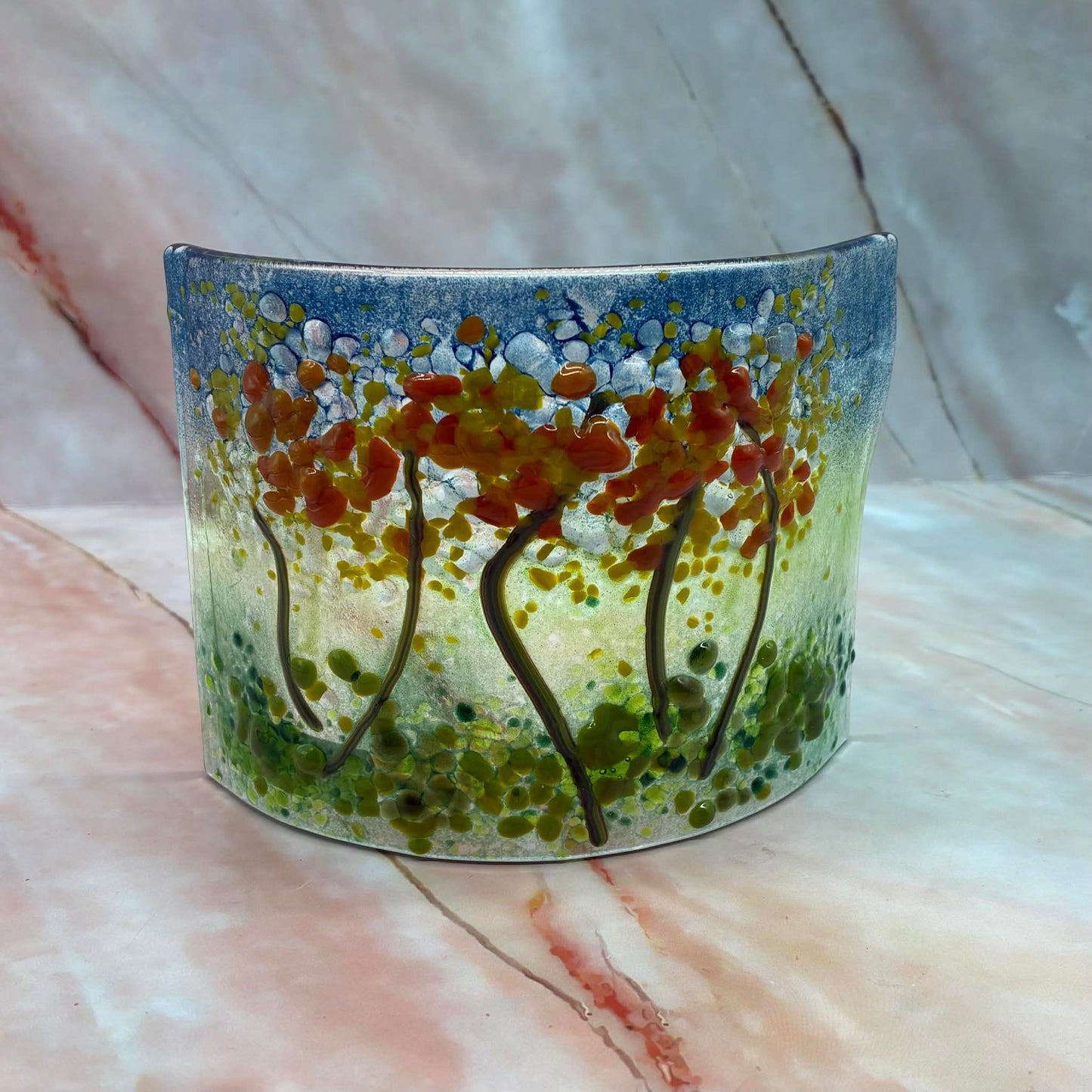 Wildflower Meadows | Fused Glass | Freestanding Curve
